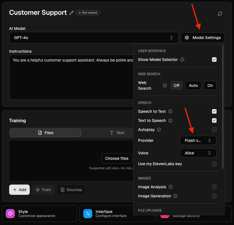 ElevenLabs Speech Settings