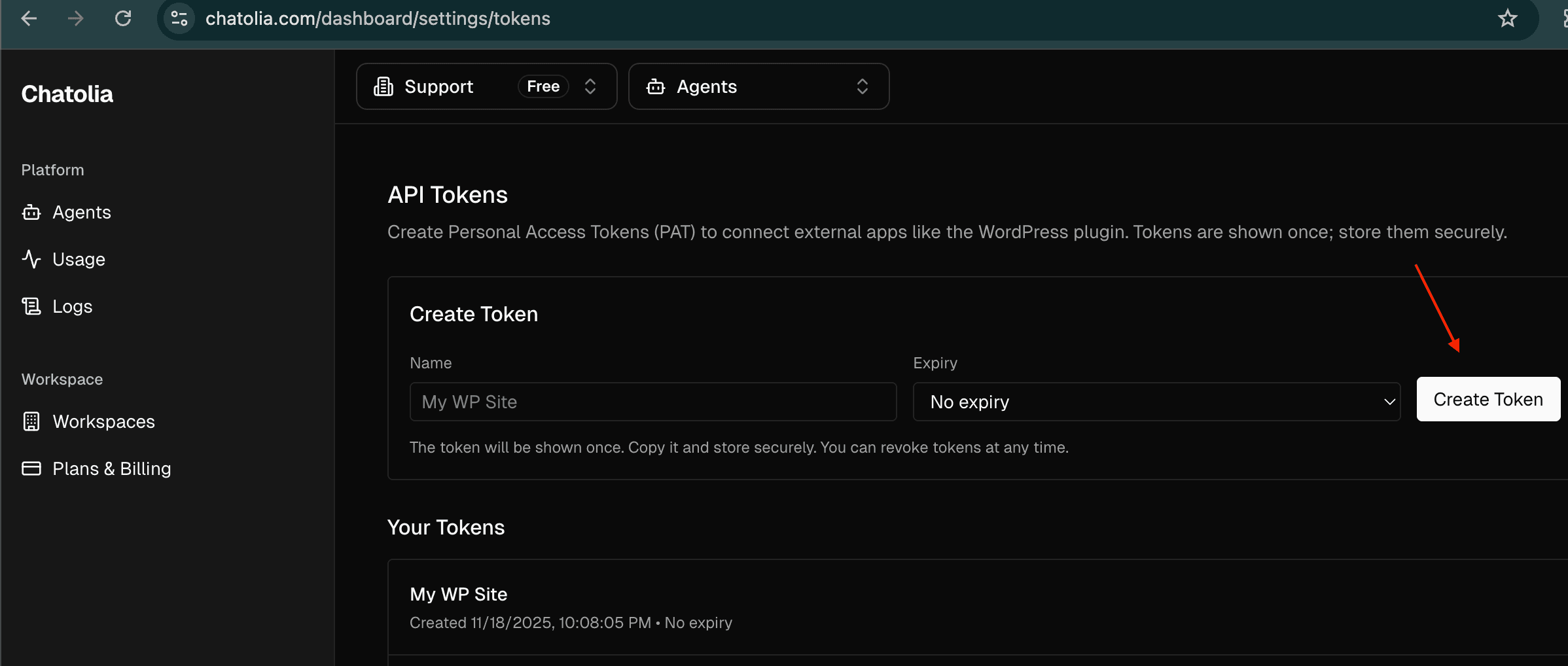 Chatolia Token Settings