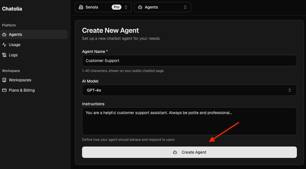 Create New Agent